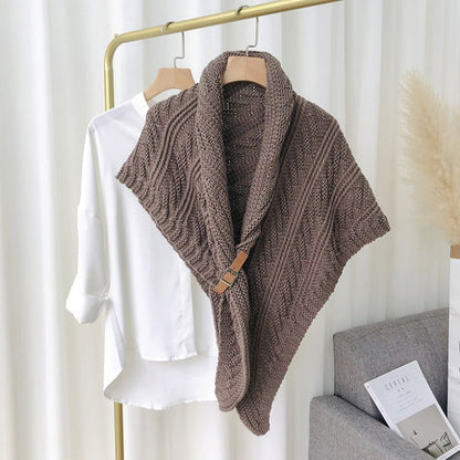 Triangular Knitted Scarf Leather Buckle - VibreMode
