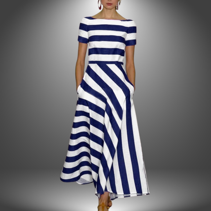 Women's Maxi Red And White Striped Evening Dress