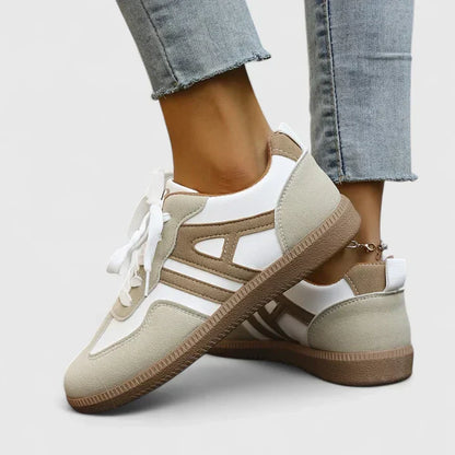 Women's Colorblock Low Sneakers Beige White