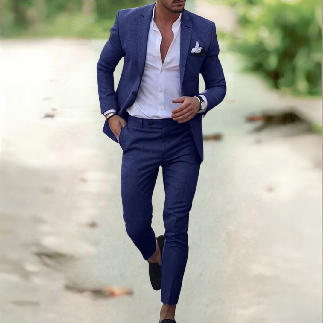 Men's Two Piece Suit Buttoned Jacket Pants - VibreMode