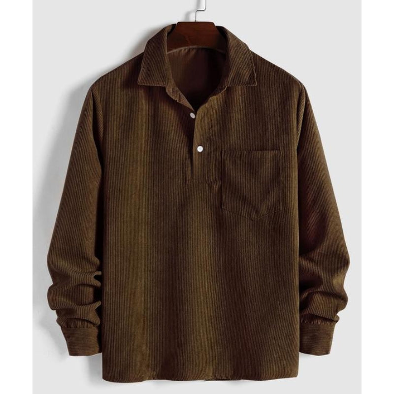 Relaxed Fit Collared Pullover Shirt for Men – Casual Comfort & Style Caliboot