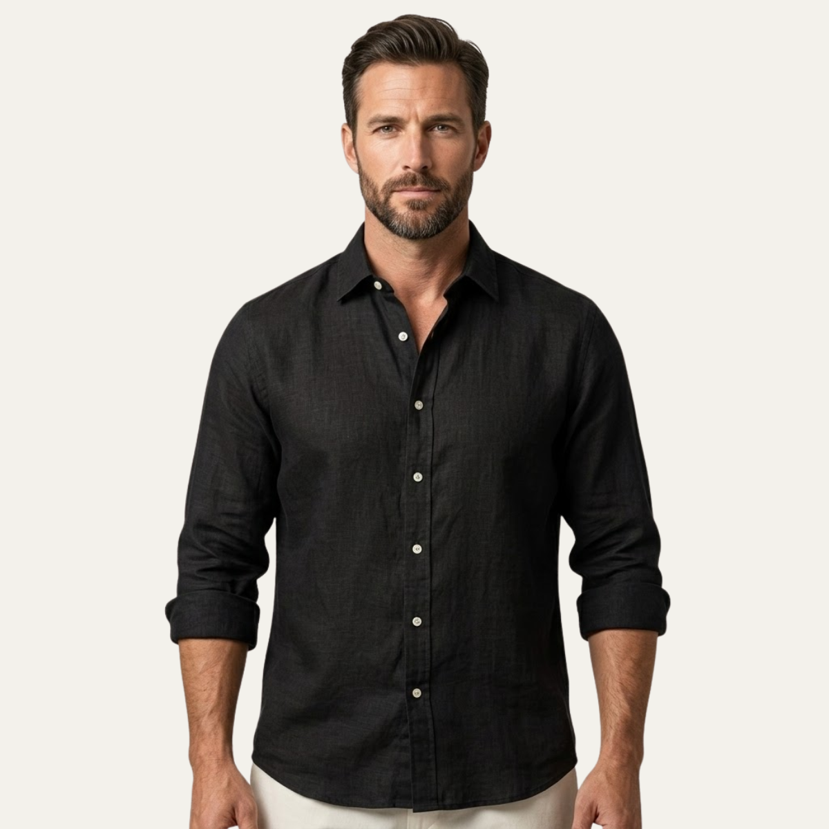 Men's Linen Beach Shirt Lightweight Beige