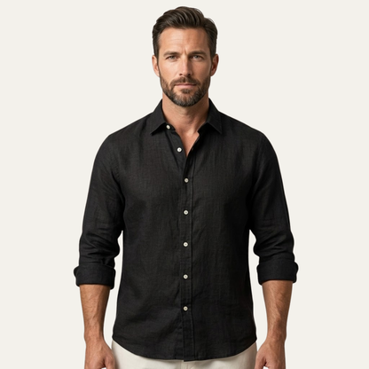 Men's Linen Beach Shirt Lightweight Beige