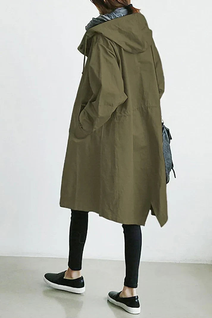 Women's Hooded Trench Coat Waterproof Cotton Large