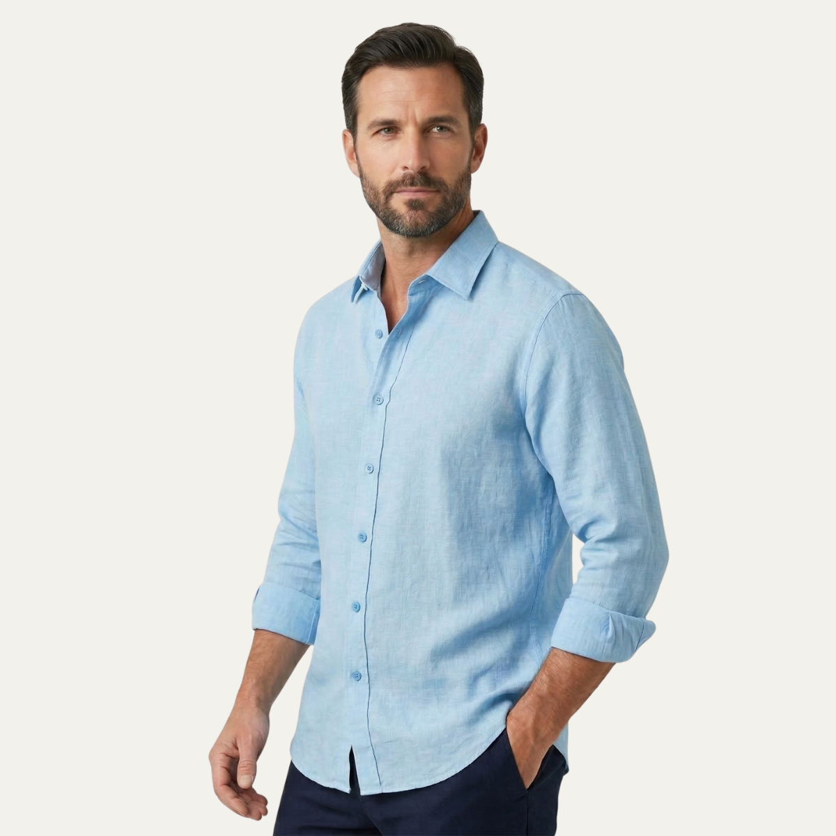 Men's Linen Beach Shirt Lightweight Beige