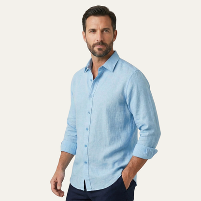 Men's Linen Beach Shirt Lightweight Beige