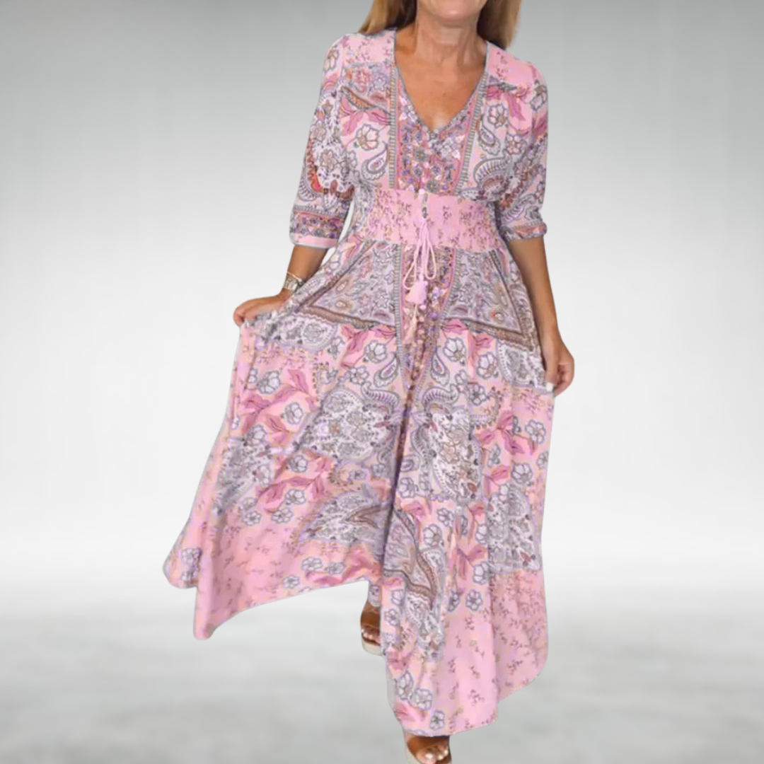 Women's Boho Maxi Dress Flowy Draped Cocktail