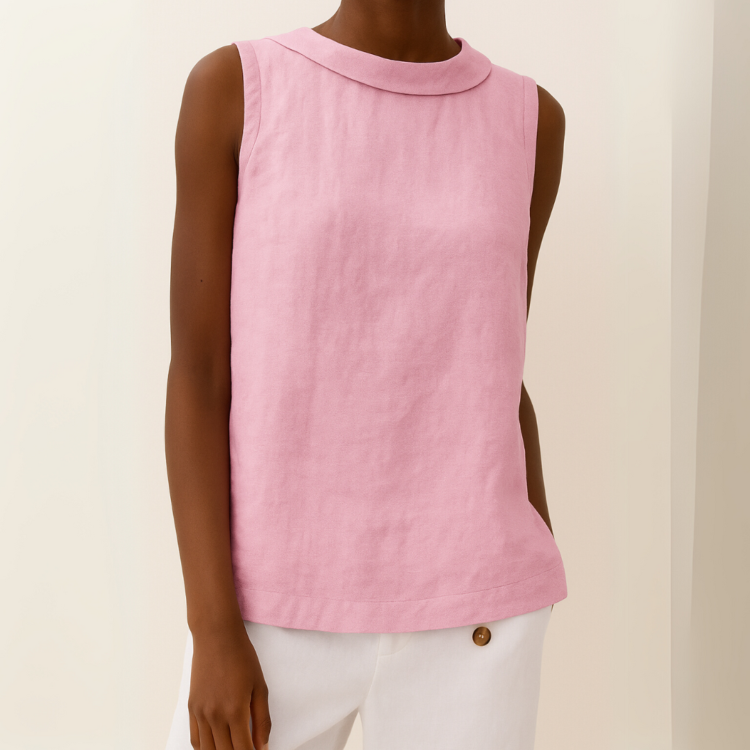 Women's Sleeveless Blouse Rolled Collar