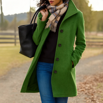 Women's Single Breasted Mid Length Coat