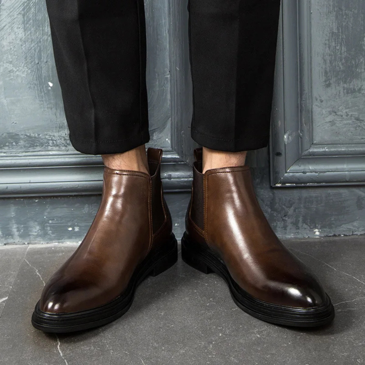 Men's Leather Chelsea Ankle Boots Black