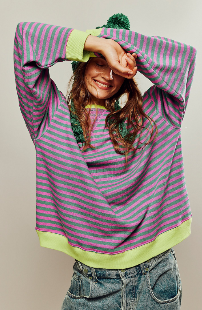 Women's Striped Oversized Sweater - VibreMode