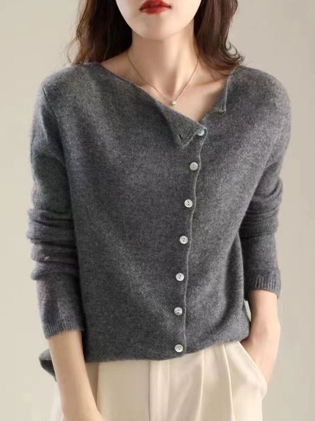 Women's V-Neck Cardigan Button Front