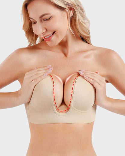 Women's Push Up Plunge Bra Strapless Deep