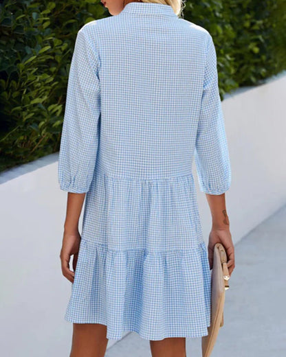 Women's Summer Dress Tiered Skirt 3/4 Sleeves