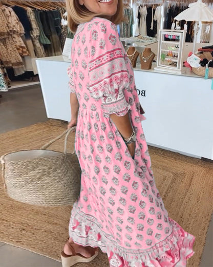 Women's Printed V-Neck Dress