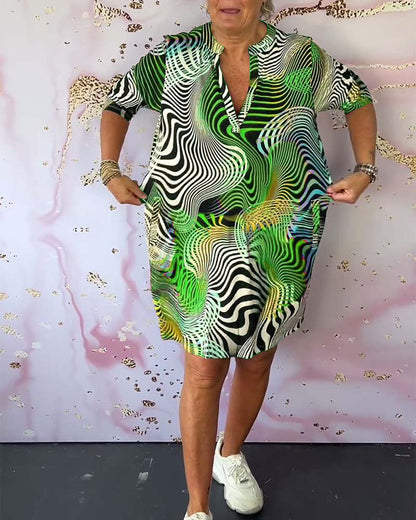 Women's V-Neck Mini Dress Colorful