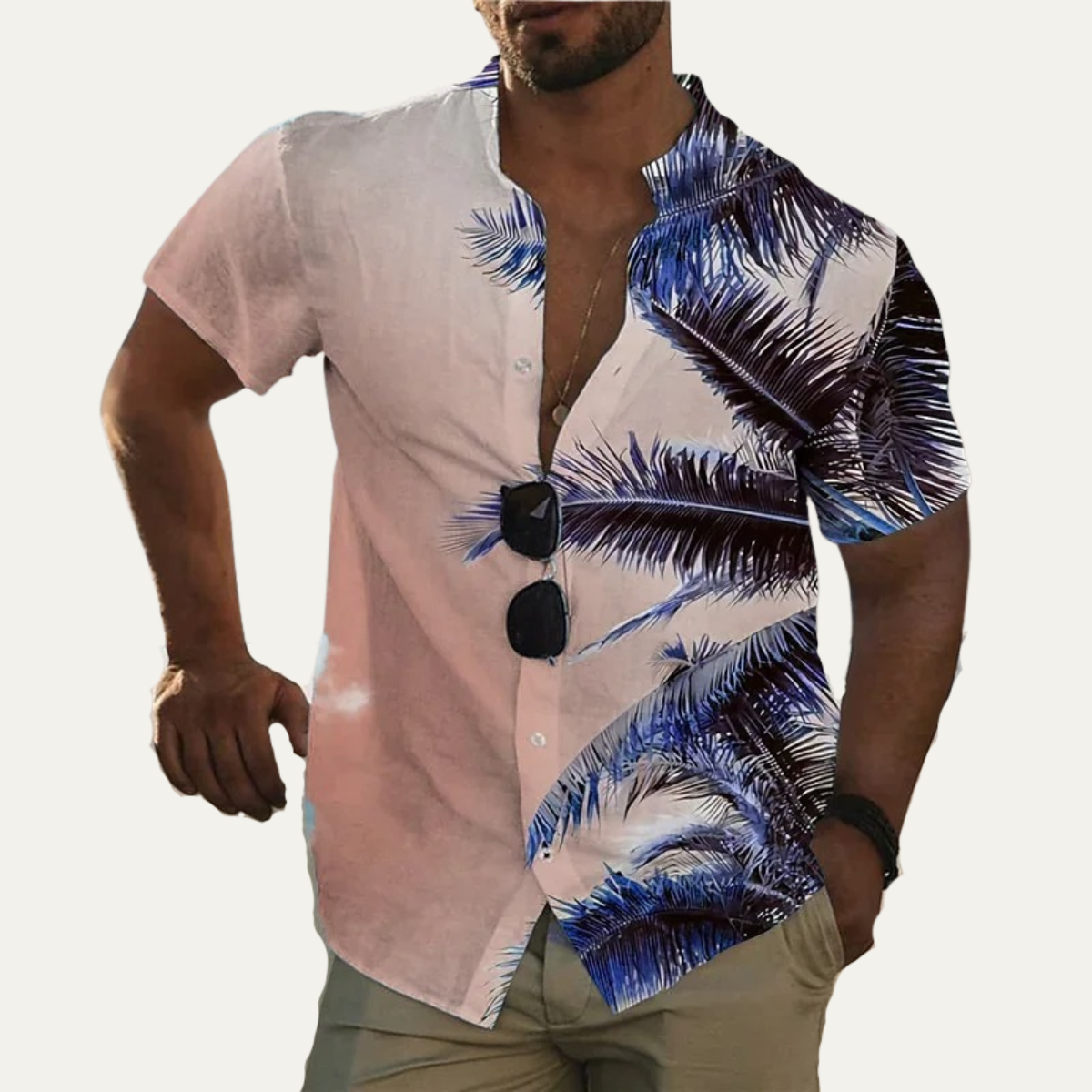 Ridgewind Men's Hawaiian Shirt Coconut Print Tropical