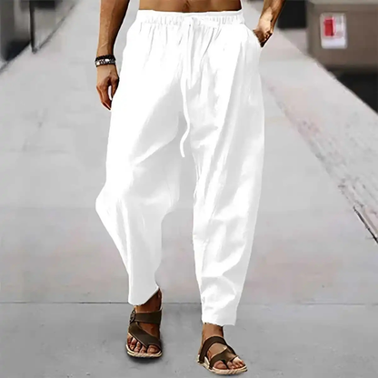 Men's Cotton Linen Wide Leg Pants