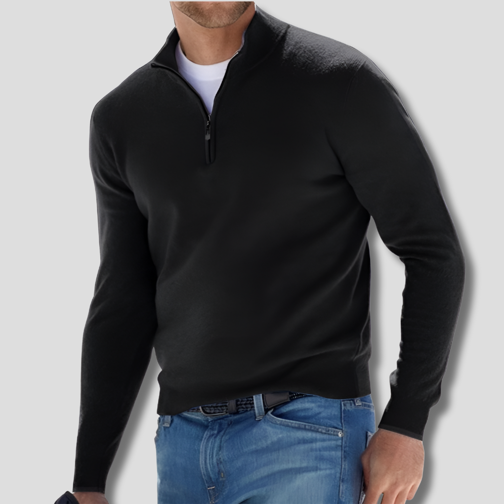 Men's Cotton Knit Zipper Pullover Sweater