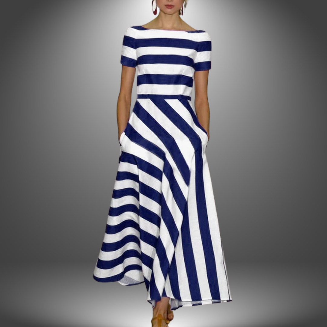 Women's Striped Maxi Dress Handcrafted