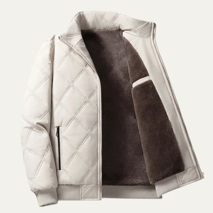 Mens Quilted Fleece Jacket Thick Lining Padded Coat