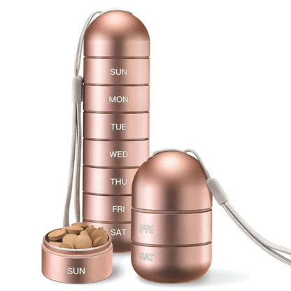 Aluminum Portable Pill Box 7 Day Organizer