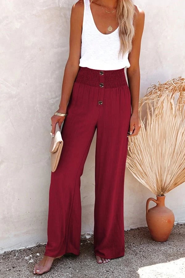 Women's High Waist Elastic Trousers