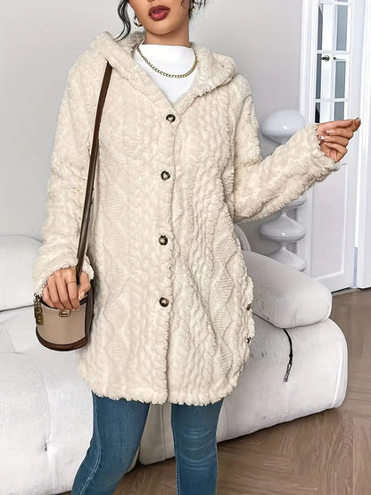 Women's Hooded Cardigan Button Front Closure