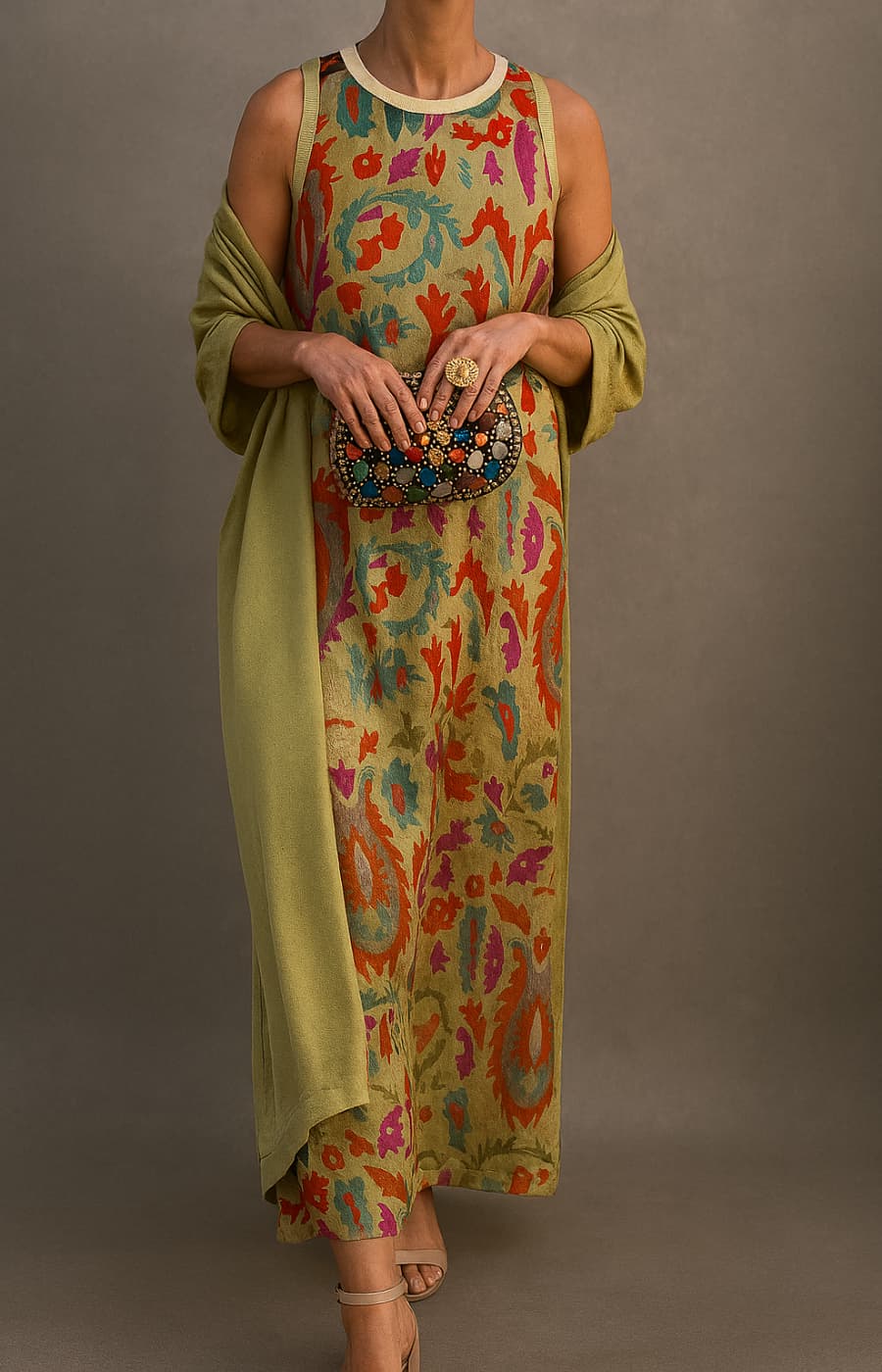 Women's Matching Long Dress And Coat Set - VibreMode