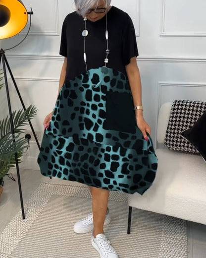 Comfortable Floral Midi Dress with Pockets