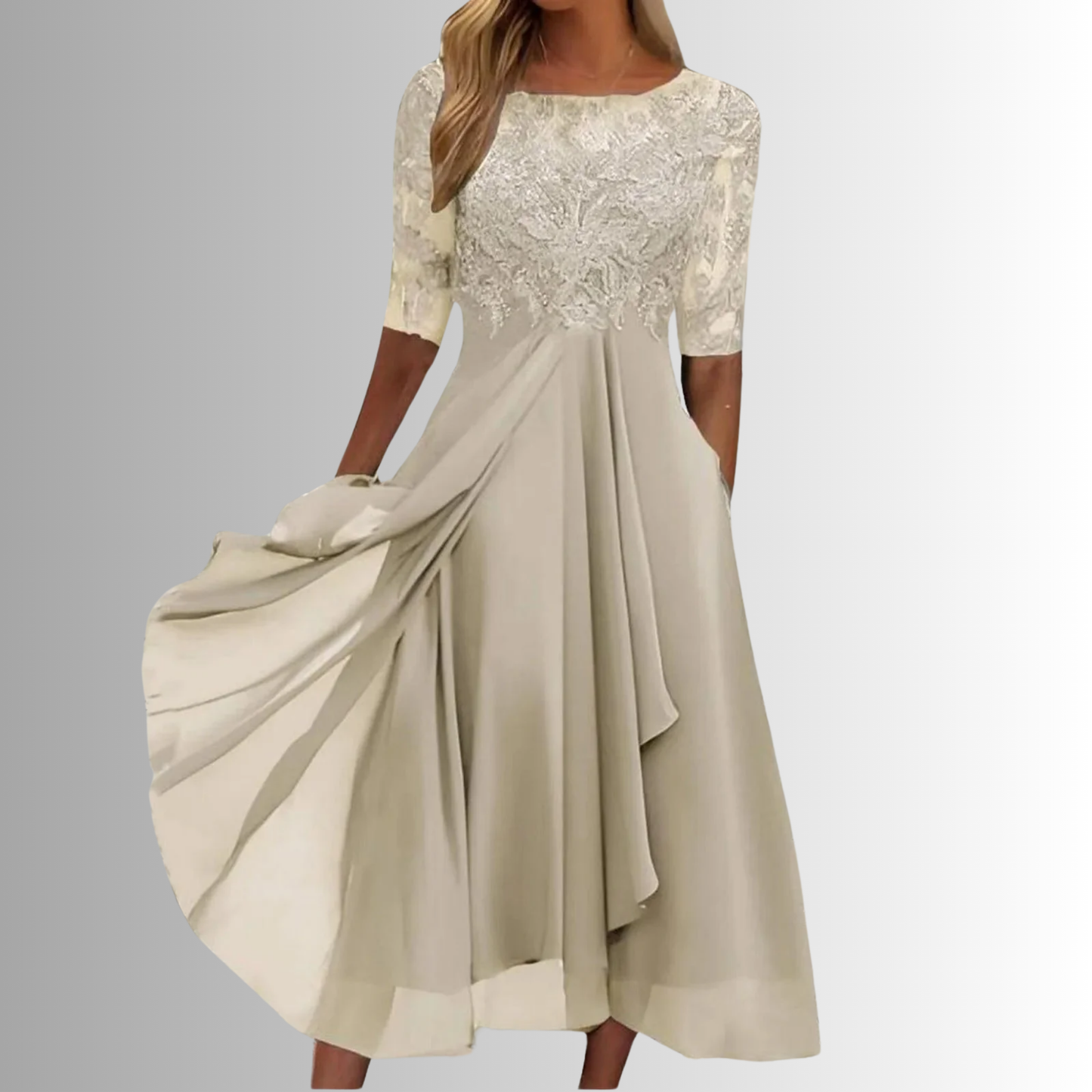 Women's Lace Midi Dress Flowy Skirt