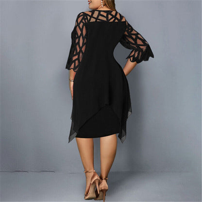 Women's 3/4 Sleeve A-Line Midi Dress