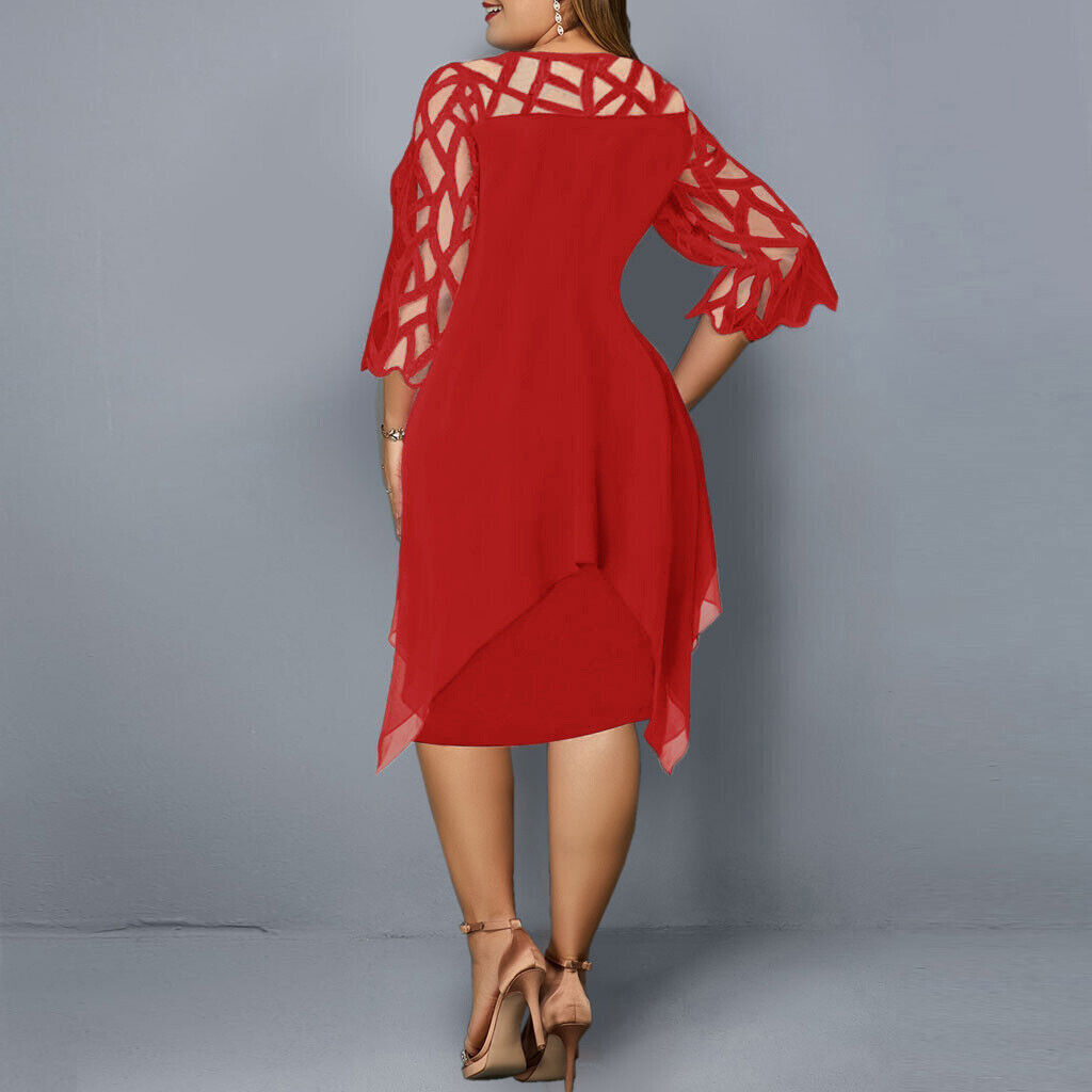 Women's 3/4 Sleeve A-Line Midi Dress