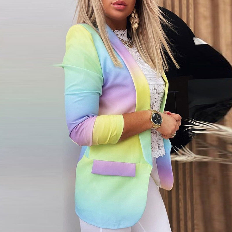 Image of Ariel | Women's 3/4 Sleeve Open Front Printed Blazer