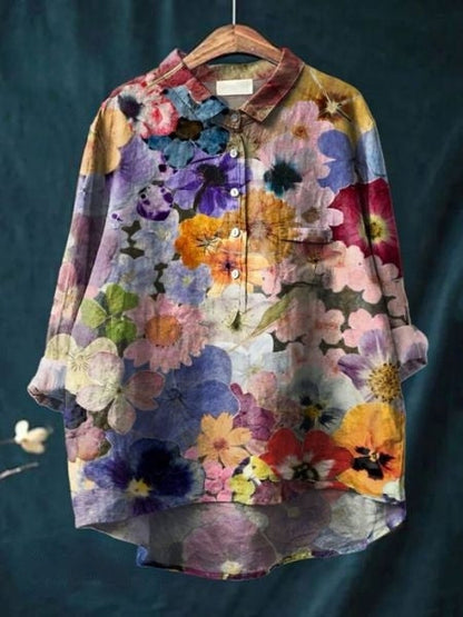 Women's Floral Print Blouse Button Front