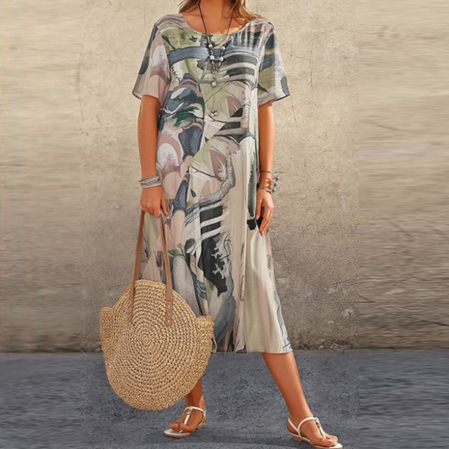 Yovi Women's Artistic Print Midi Dress