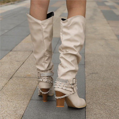 Women's Knee-High Slouchy Block Boots