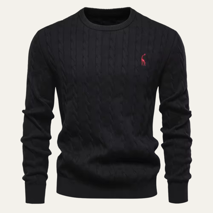 Men's Cotton Cable Knit Crew Neck Sweater - VibreMode