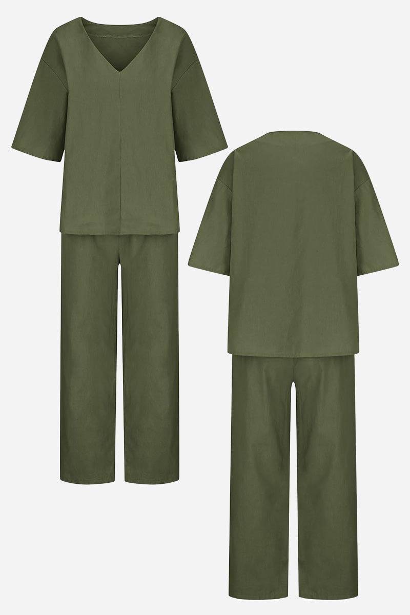 Women's V-Neck Batwing And Pants Set