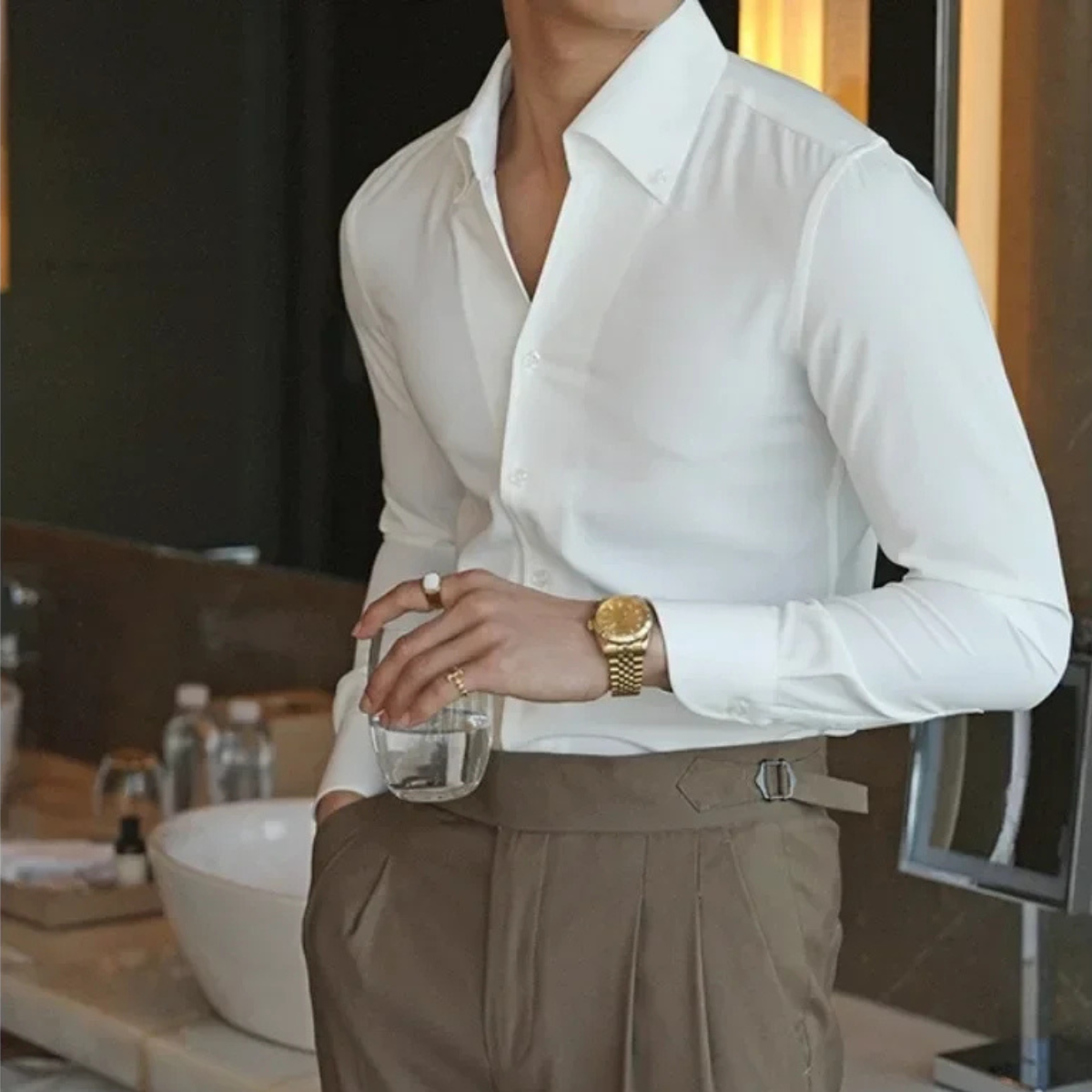 Men's Slim Fit Casual Shirt Wrinkle