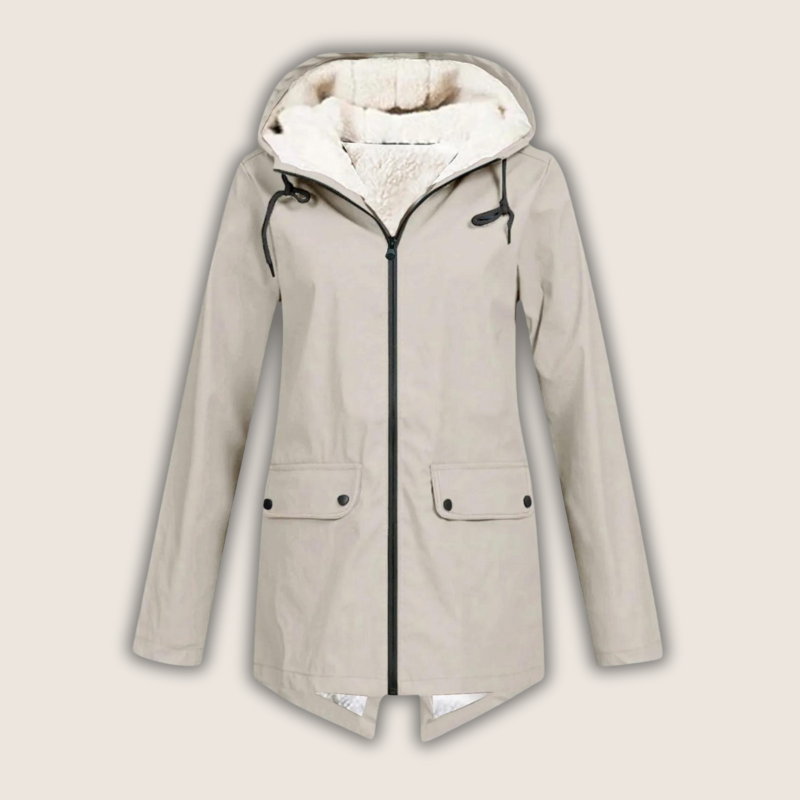 Women's Hooded Lined Zip Up Coat