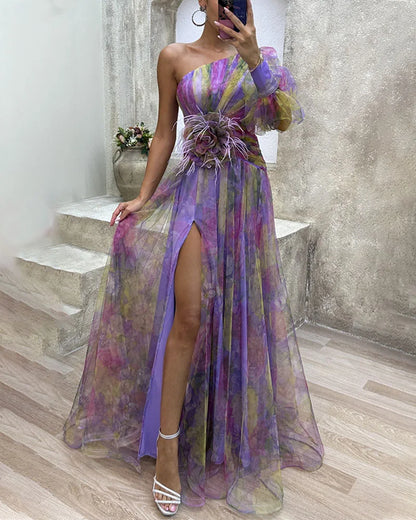 Women's Maxi One-Shoulder Wedding Guest Dress