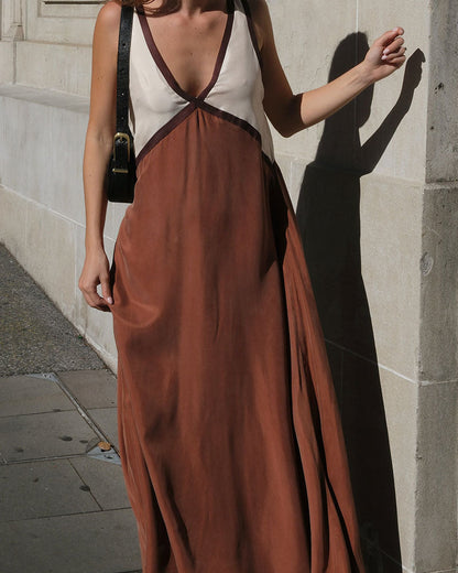 Women's V-Neck Colorblock Dress