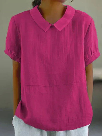 Women's Short Sleeve Casual Peter Pan Collar