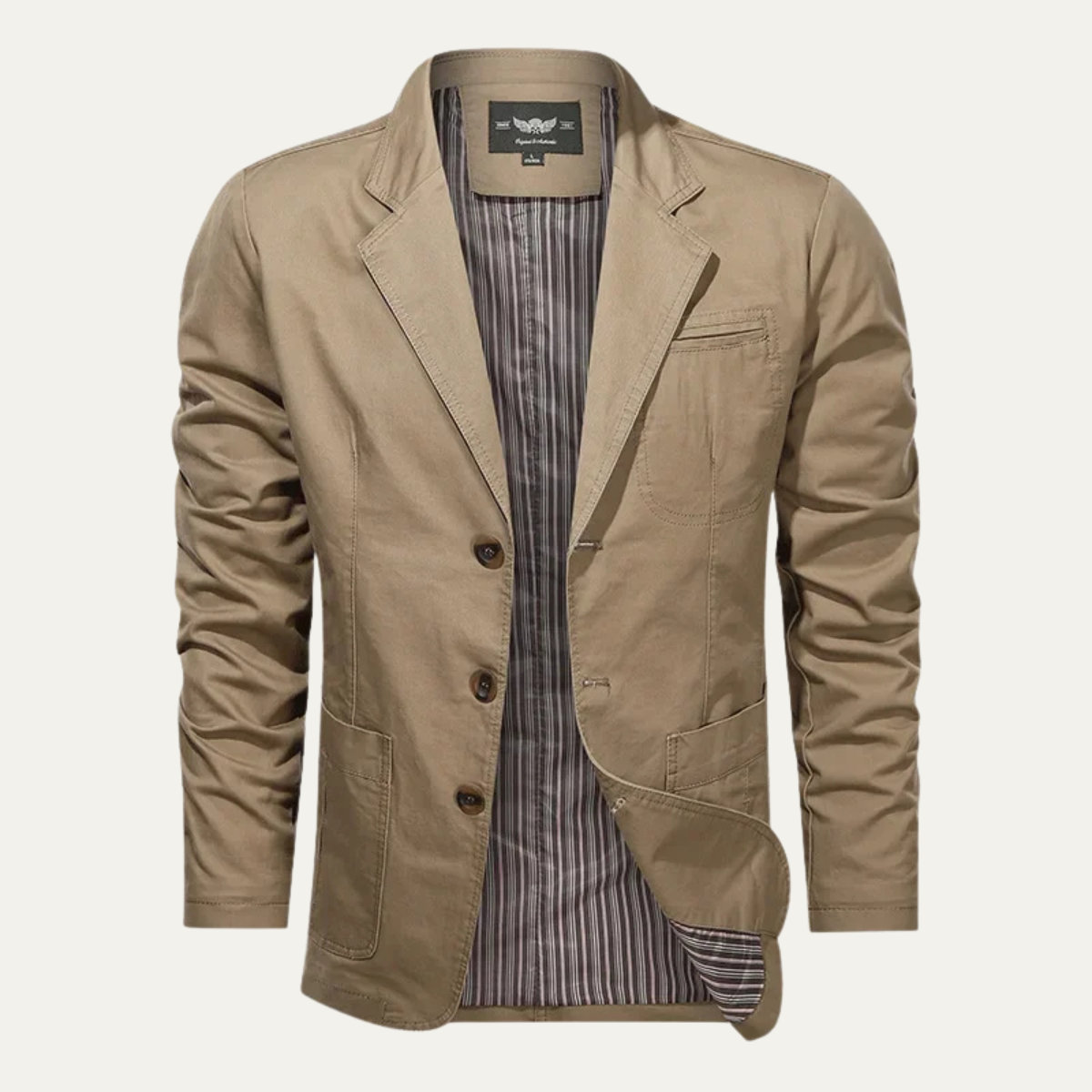 Men's Cotton Blazer Lightweight Beige - VibreMode
