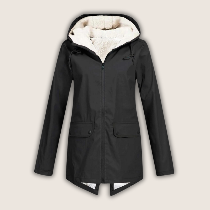 Women's Hooded Lined Zip Up Coat