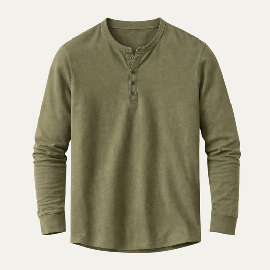 Mens Cotton Blend Henley Shirt Breathable - VibreMode