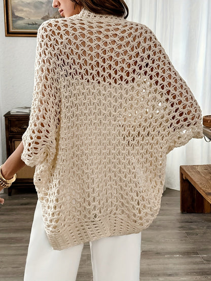Women's Short Sleeve Open Front Cardigan Open Knit