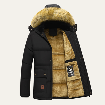 Men's Windproof Fleece Lined Hooded Winter Jacket
