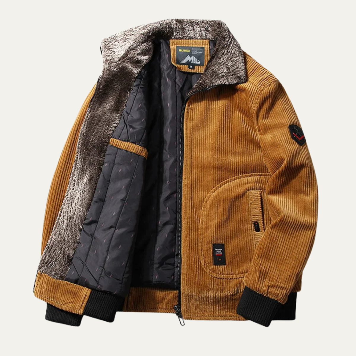 Men's Corduroy Thermal Jacket Fur Collar - VibreMode